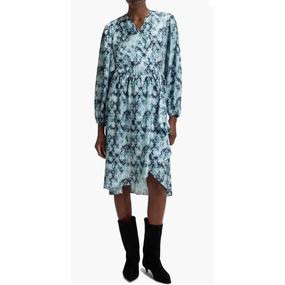 Hugo BOSS Women's Divanta Printed Blouson-Sleeve Midi Dress Open Size Large